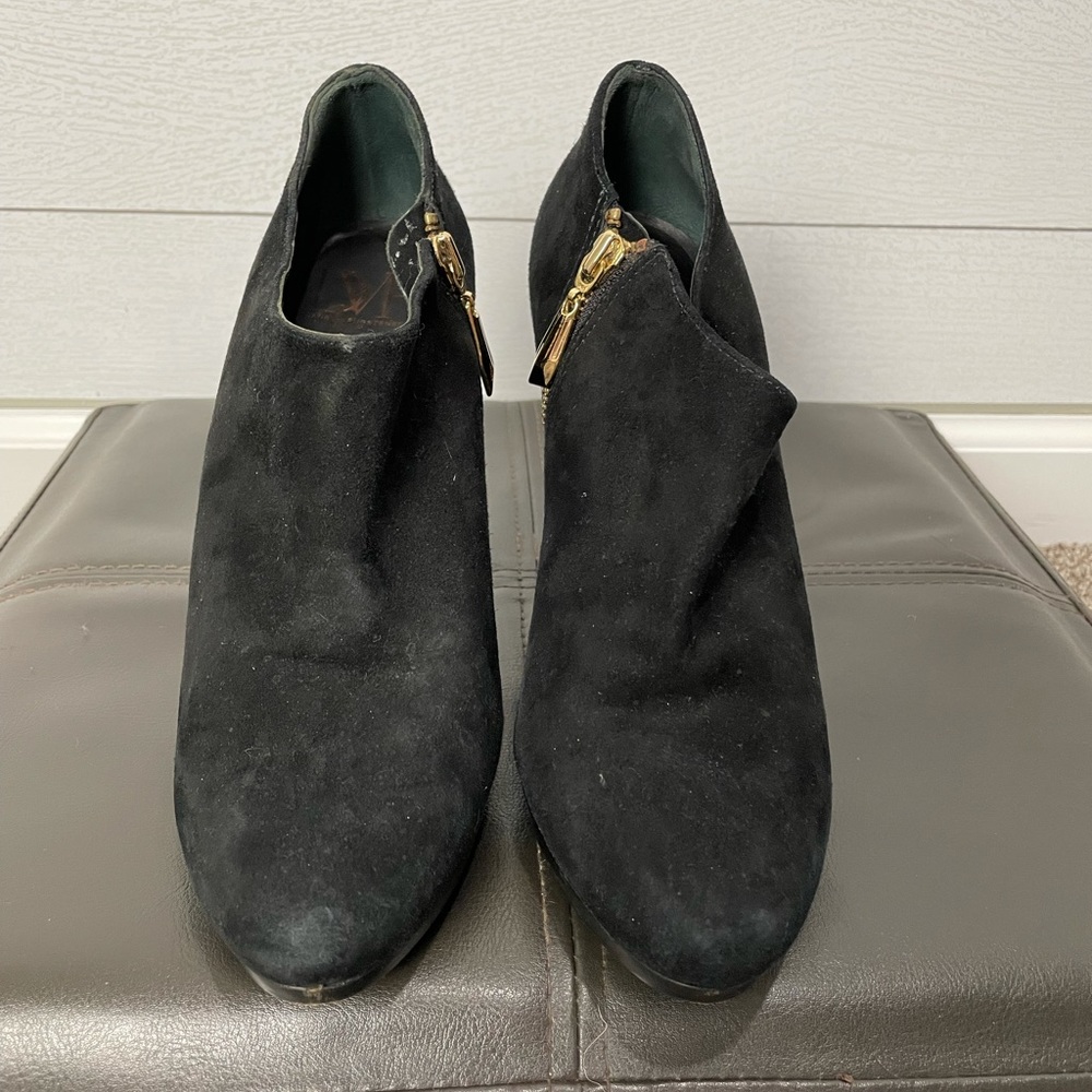 DVF Black Suede Heeled Booties Size 8 1/2